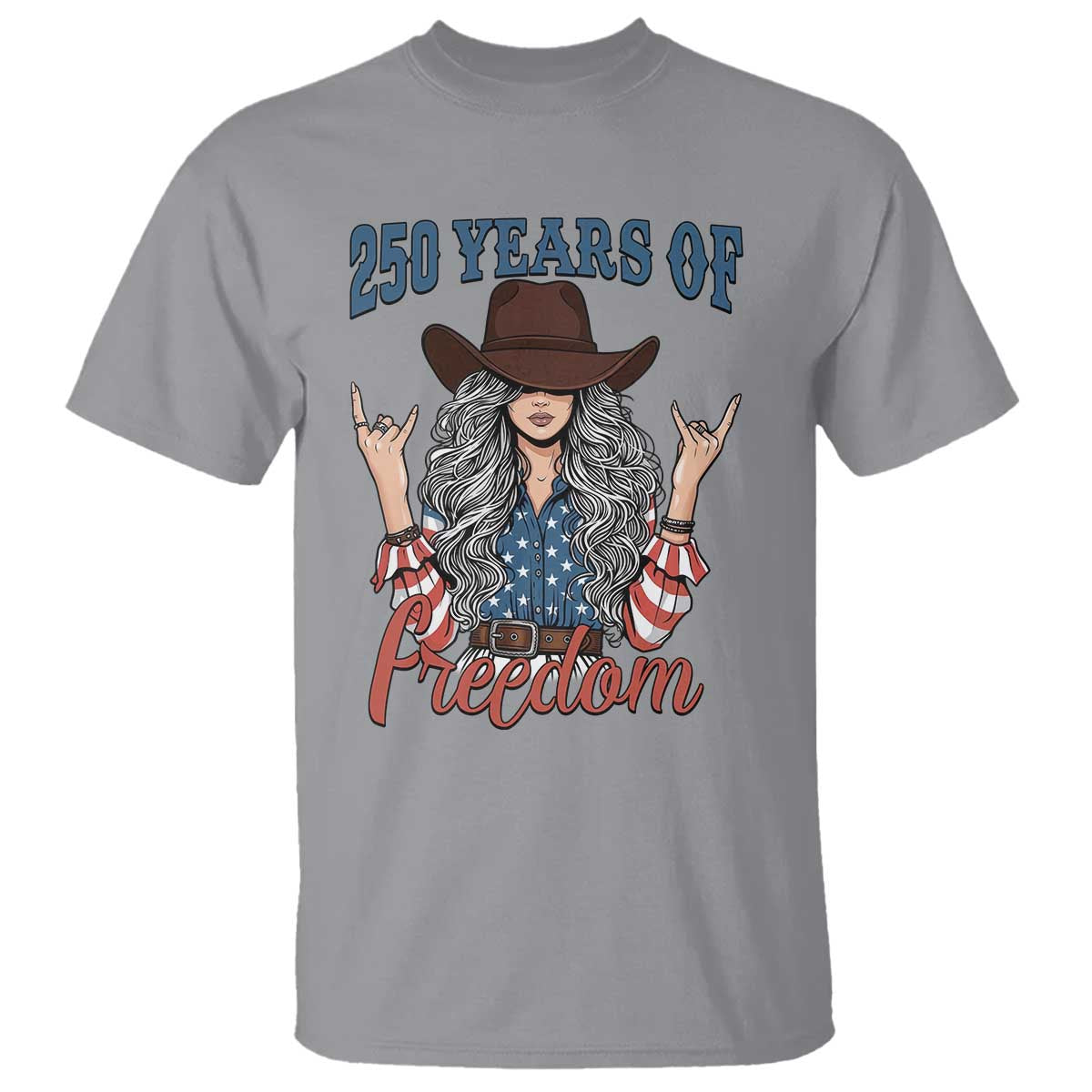 America 250th Anniversary T Shirt Western Cowgirl American Flag 4th of July