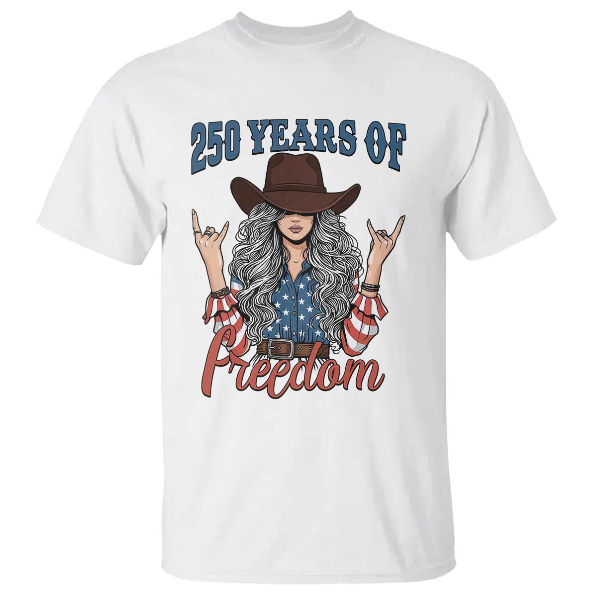 America 250th Anniversary T Shirt Western Cowgirl American Flag 4th of July