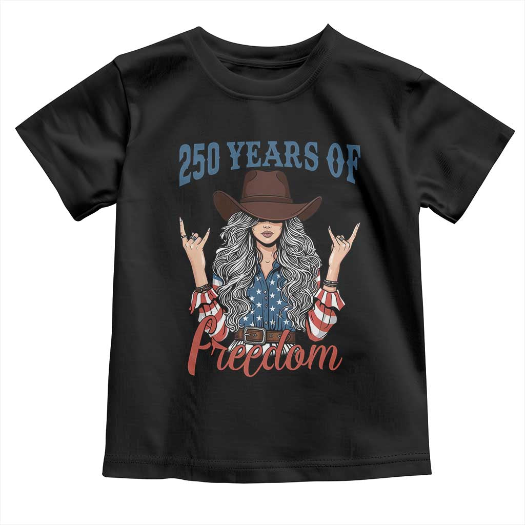 America 250th Anniversary Toddler T Shirt Western Cowgirl American Flag 4th of July