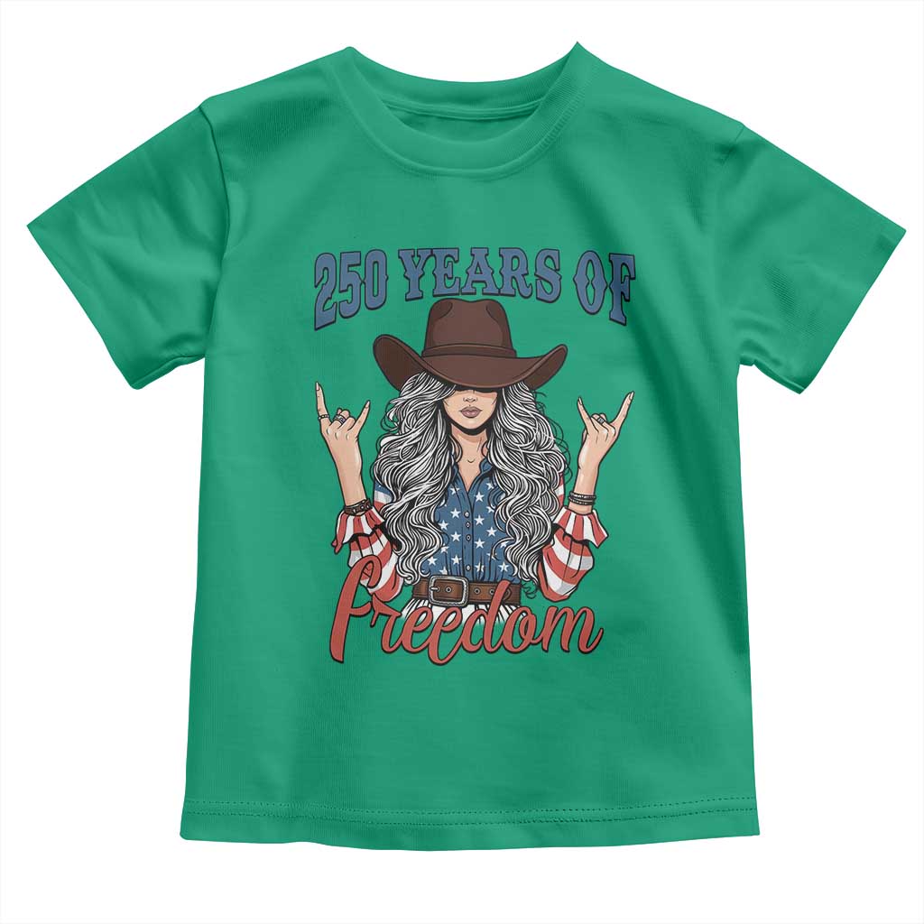 America 250th Anniversary Toddler T Shirt Western Cowgirl American Flag 4th of July