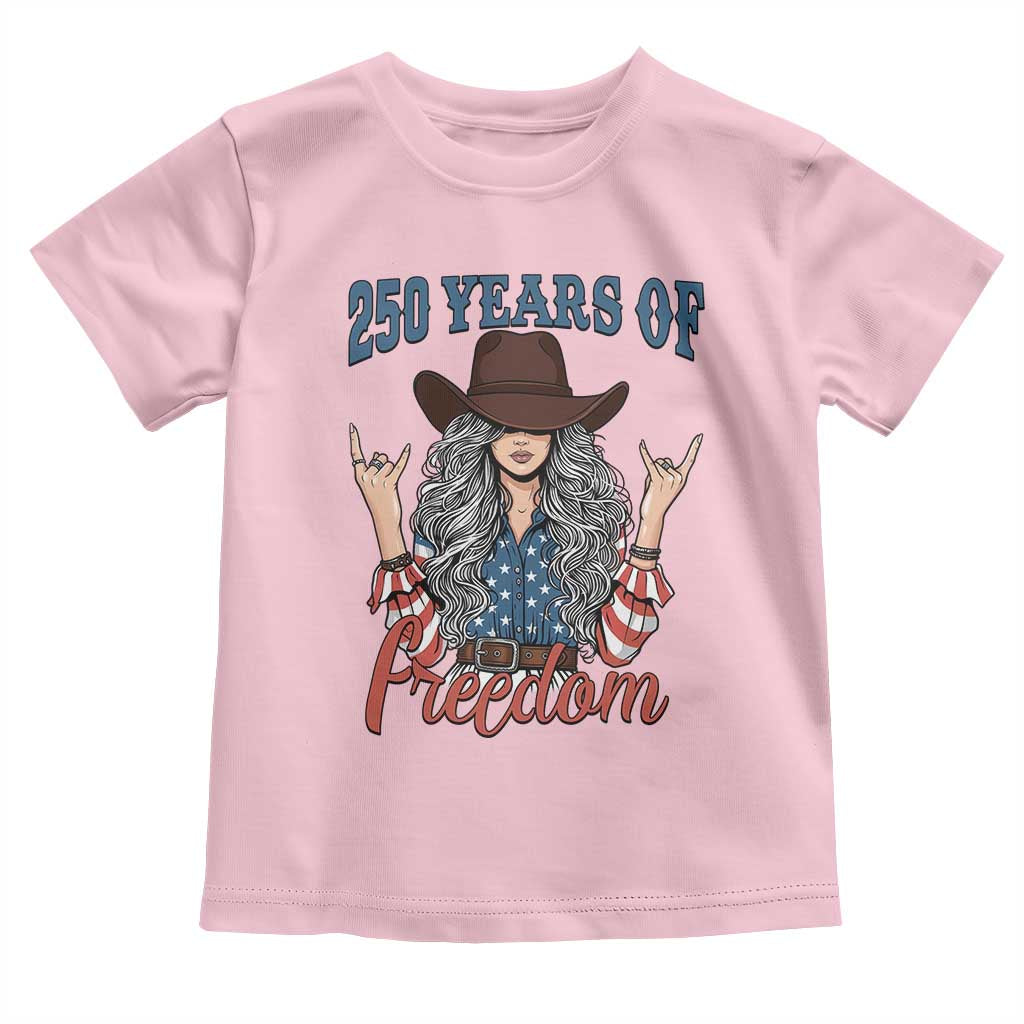 America 250th Anniversary Toddler T Shirt Western Cowgirl American Flag 4th of July