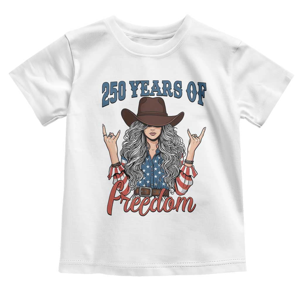 America 250th Anniversary Toddler T Shirt Western Cowgirl American Flag 4th of July