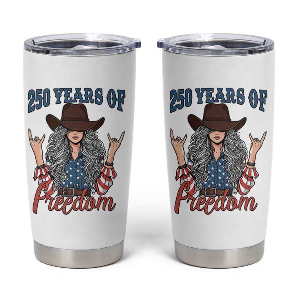 America 250th Anniversary Tumbler Cup Western Cowgirl American Flag 4th of July