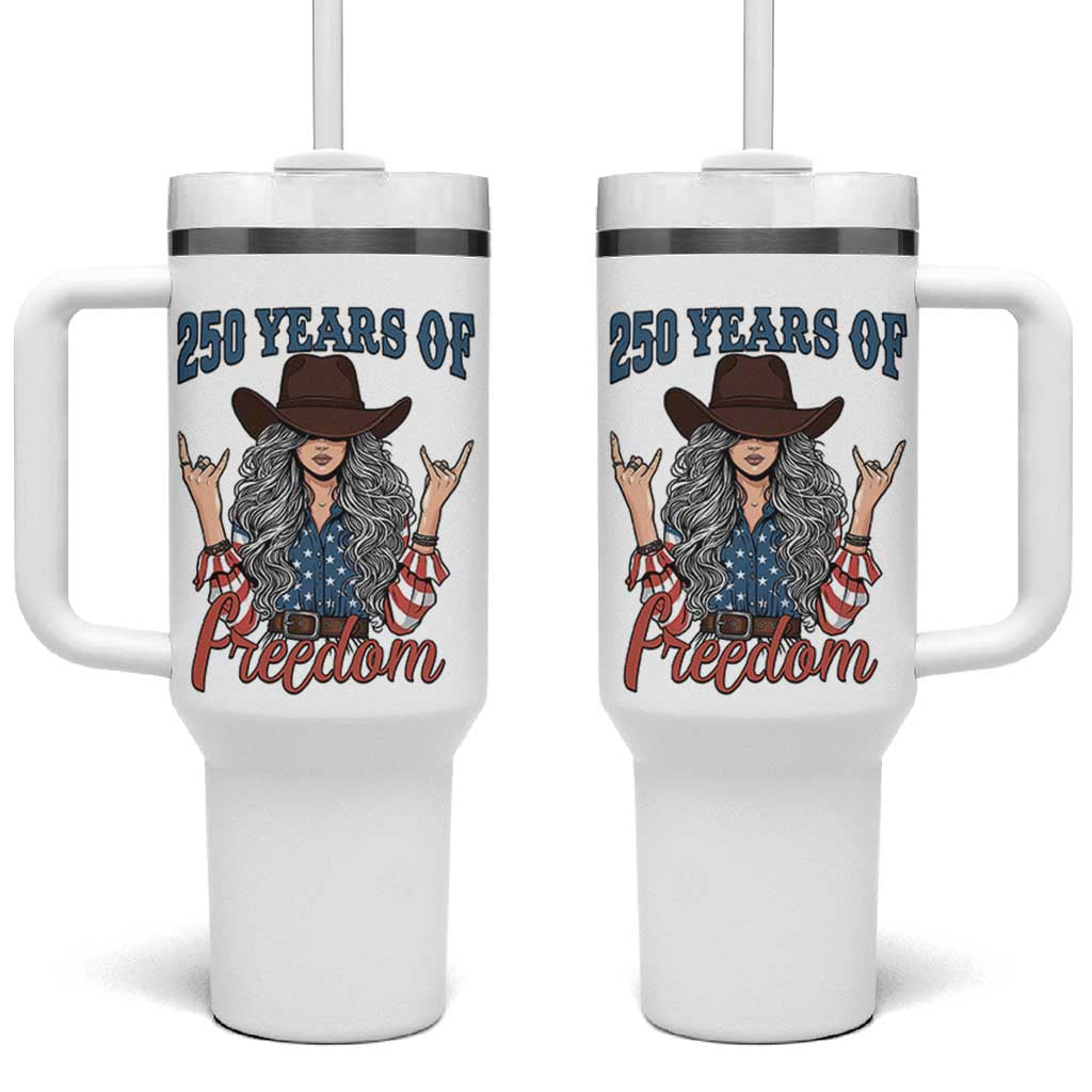 America 250th Anniversary Tumbler With Handle Western Cowgirl American Flag 4th of July