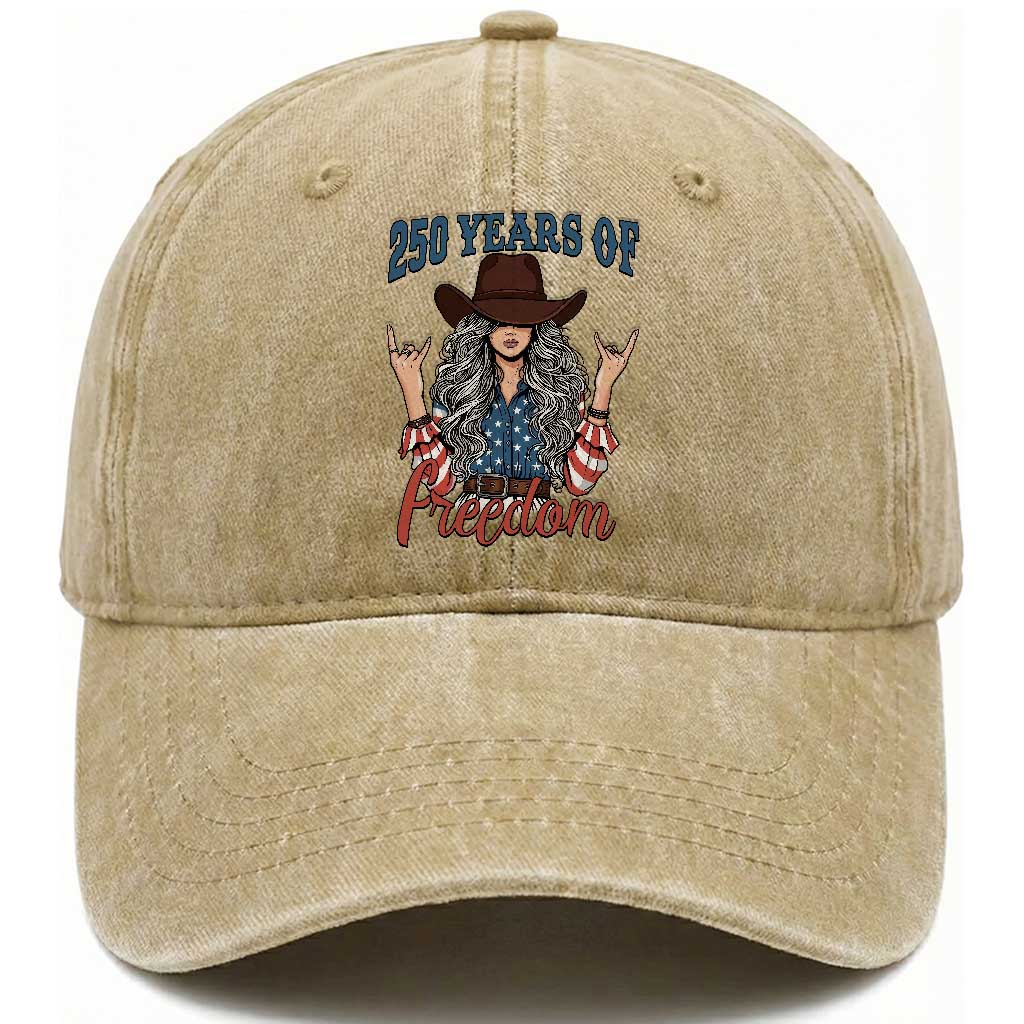America 250th Anniversary Washed Cotton Baseball Cap Western Cowgirl American Flag 4th of July