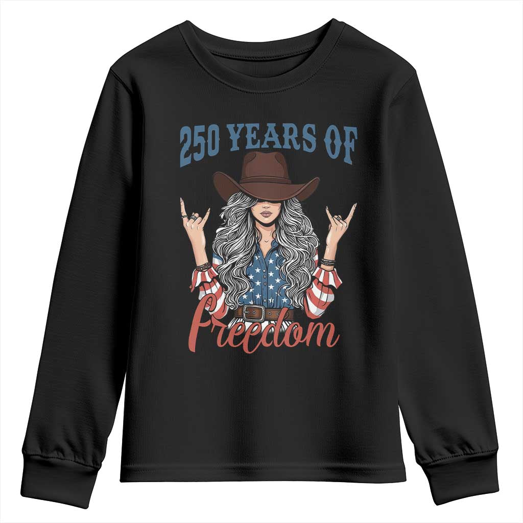 America 250th Anniversary Youth Sweatshirt Western Cowgirl American Flag 4th of July