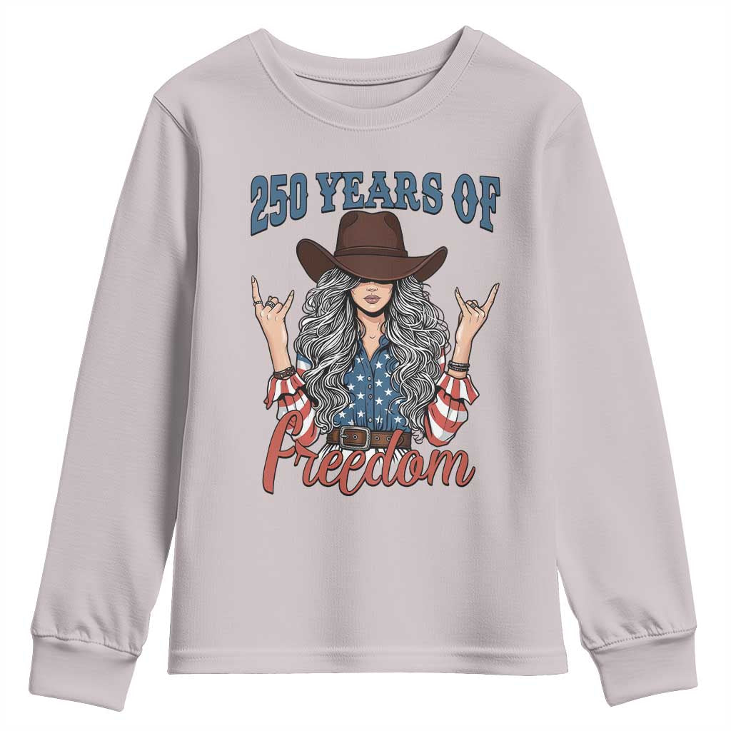 America 250th Anniversary Youth Sweatshirt Western Cowgirl American Flag 4th of July