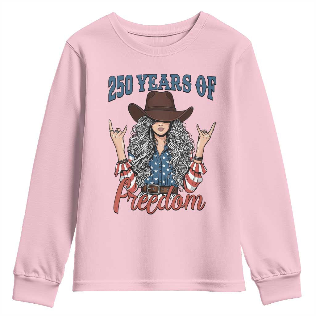 America 250th Anniversary Youth Sweatshirt Western Cowgirl American Flag 4th of July