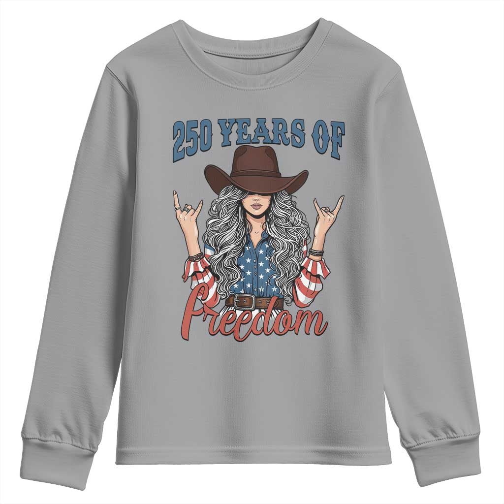America 250th Anniversary Youth Sweatshirt Western Cowgirl American Flag 4th of July