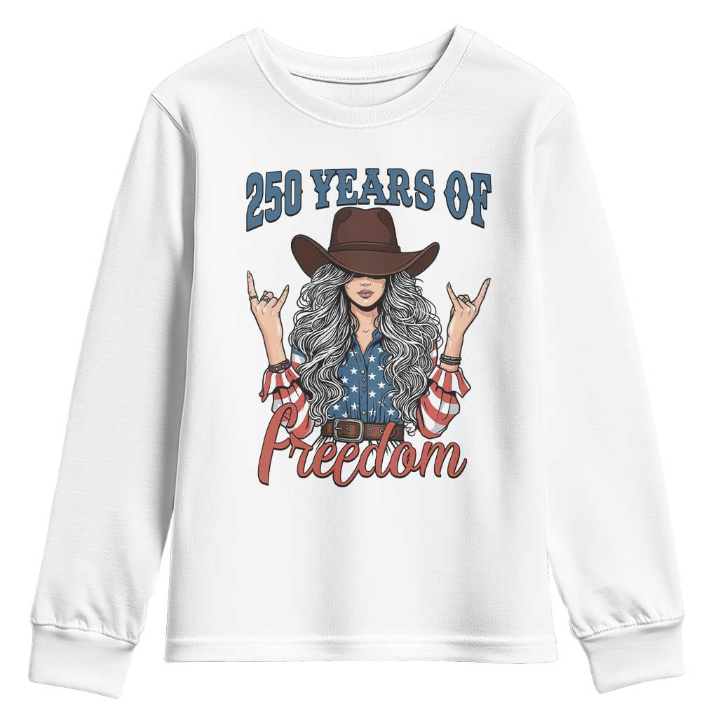 America 250th Anniversary Youth Sweatshirt Western Cowgirl American Flag 4th of July