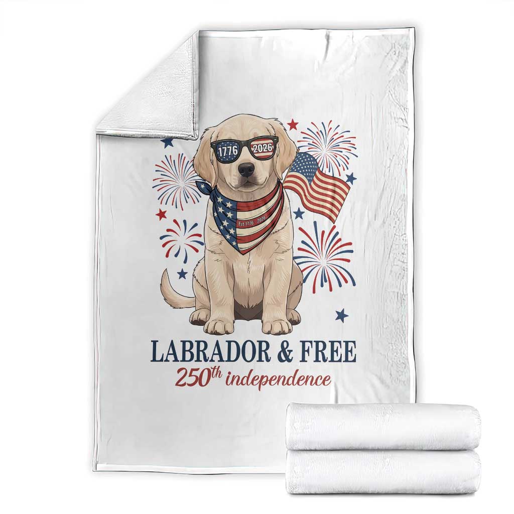 250th America Anniversary Throw Blanket Labrador Retriever American Flag 4th of July