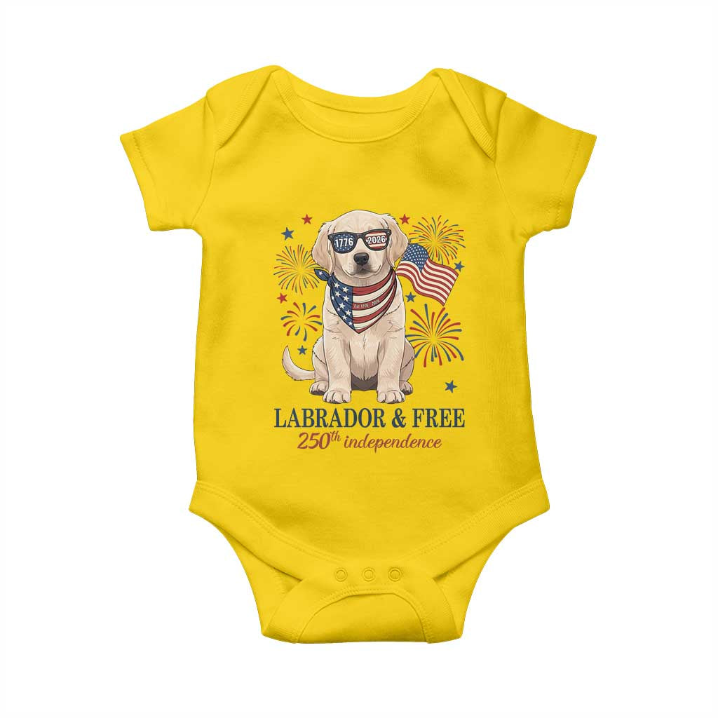 250th America Anniversary Baby Onesie Labrador Retriever American Flag 4th of July