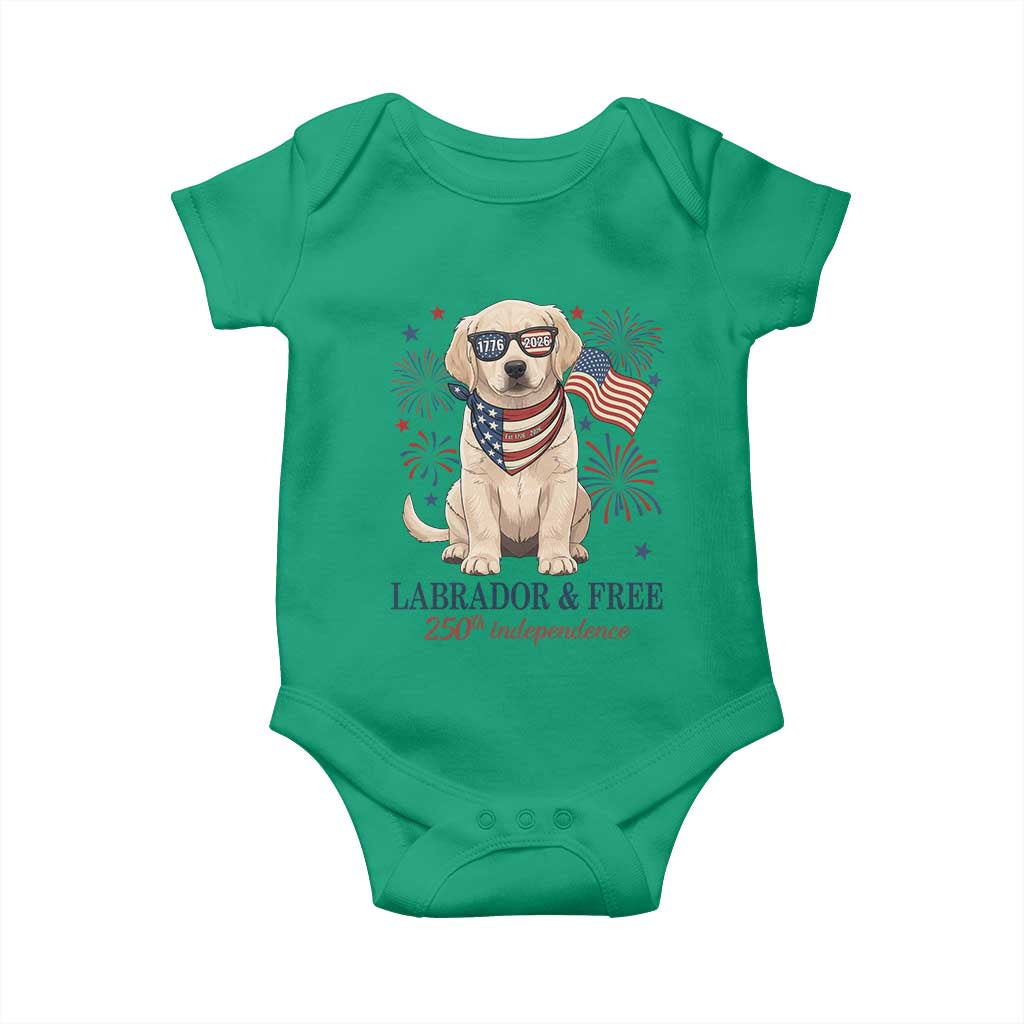 250th America Anniversary Baby Onesie Labrador Retriever American Flag 4th of July