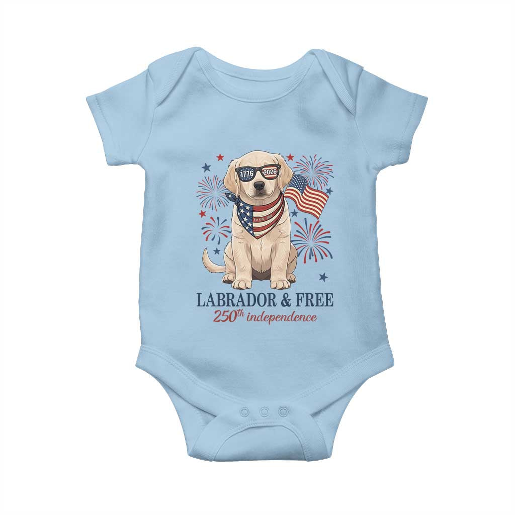250th America Anniversary Baby Onesie Labrador Retriever American Flag 4th of July