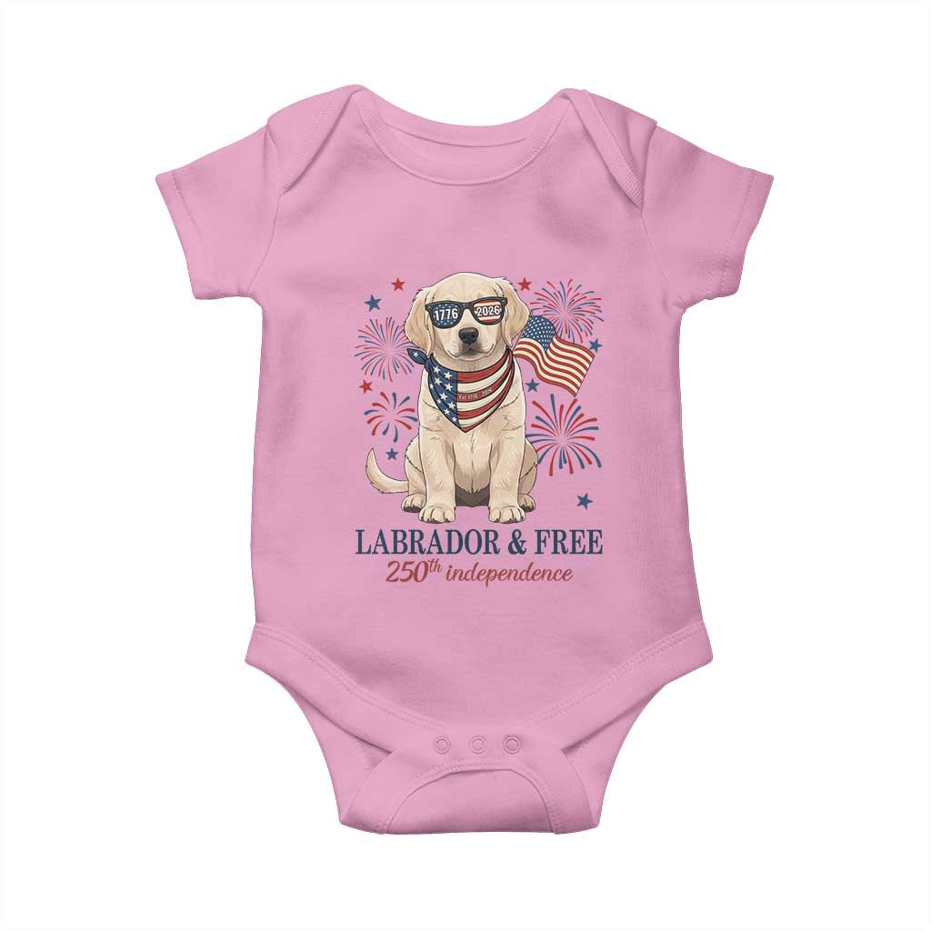250th America Anniversary Baby Onesie Labrador Retriever American Flag 4th of July