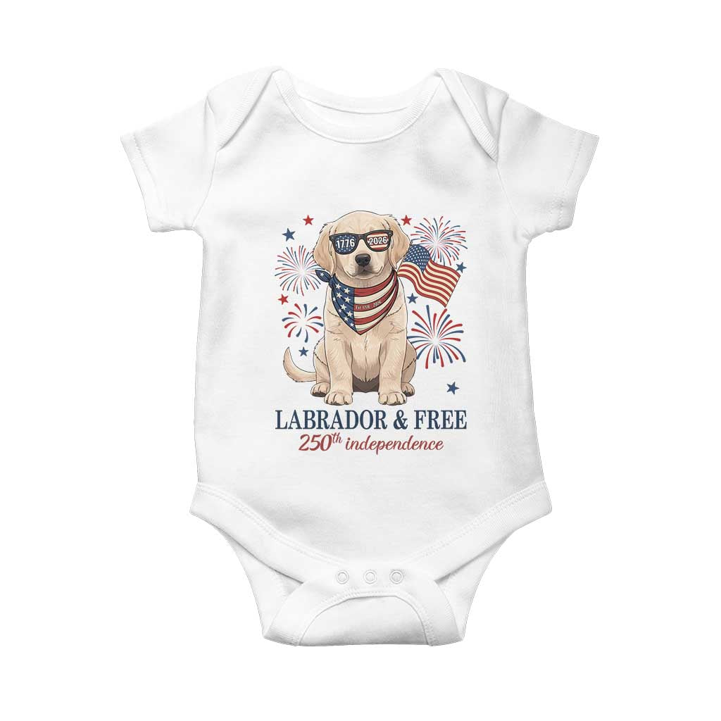 250th America Anniversary Baby Onesie Labrador Retriever American Flag 4th of July