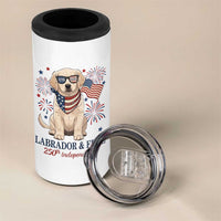 250th America Anniversary 4 in 1 Can Cooler Tumbler Labrador Retriever American Flag 4th of July