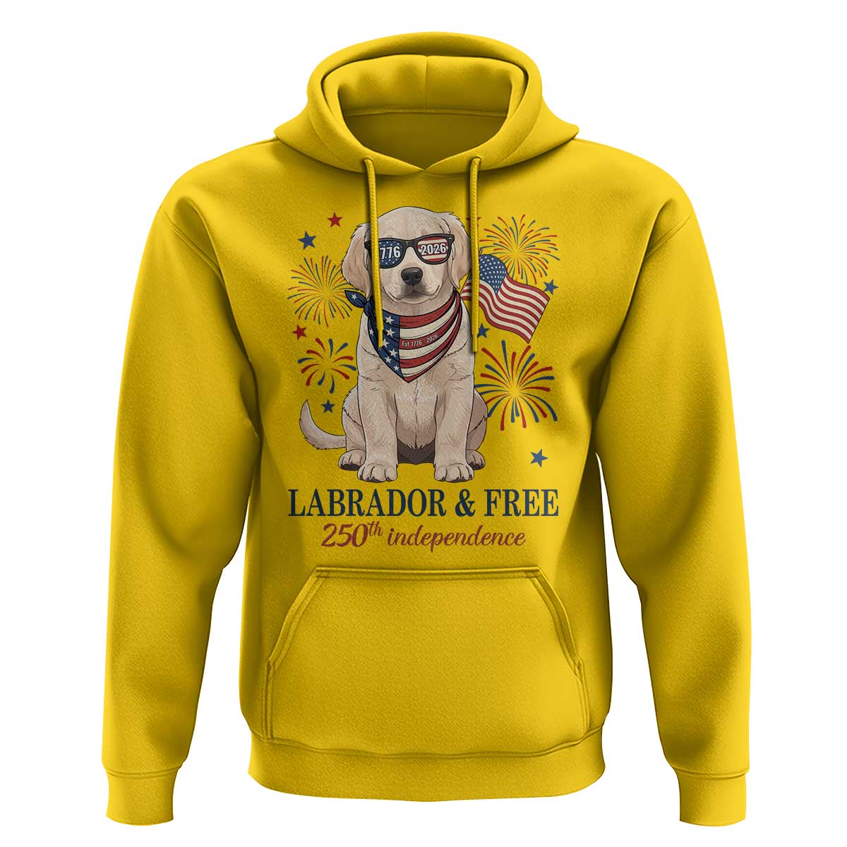 250th America Anniversary Hoodie Labrador Retriever American Flag 4th of July