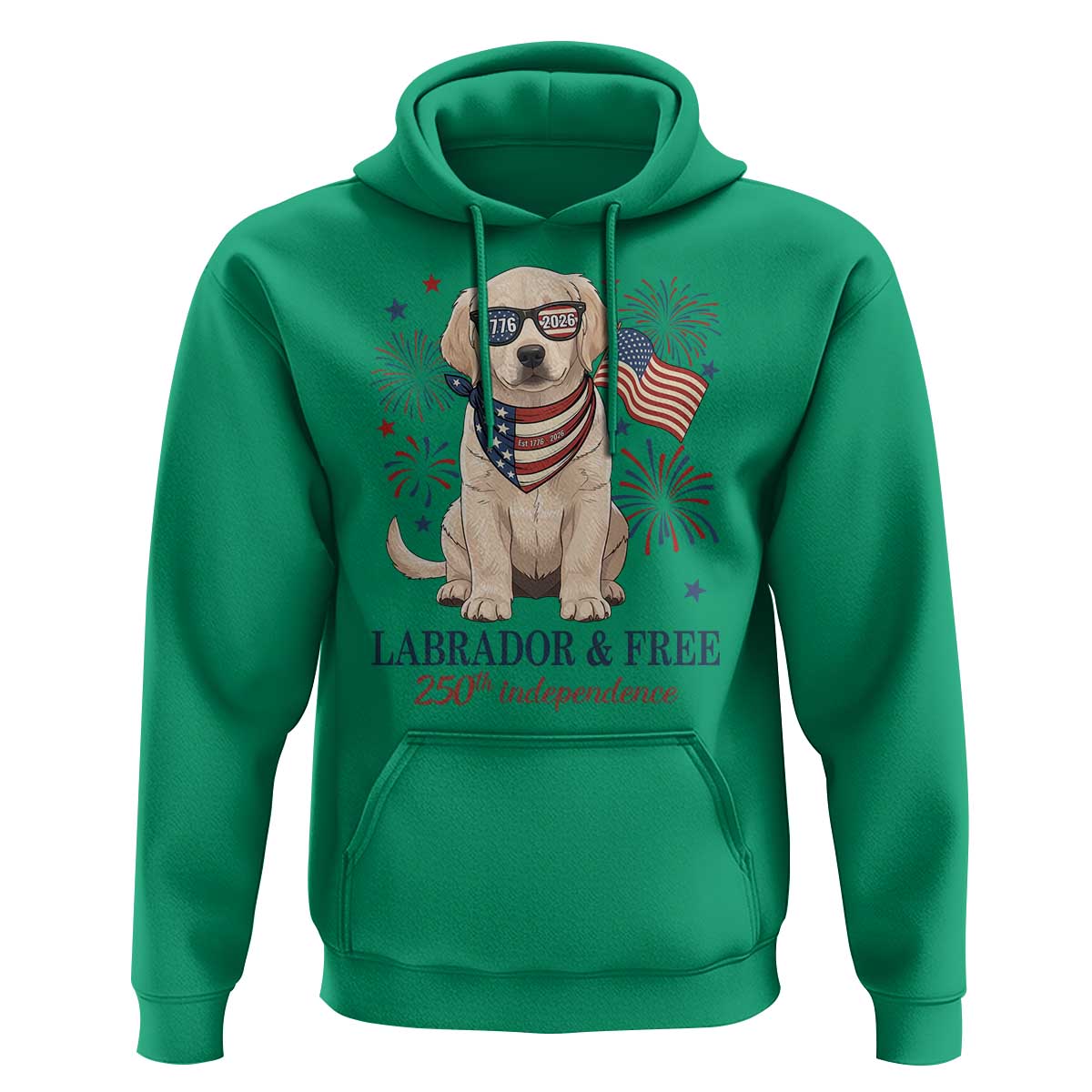 250th America Anniversary Hoodie Labrador Retriever American Flag 4th of July