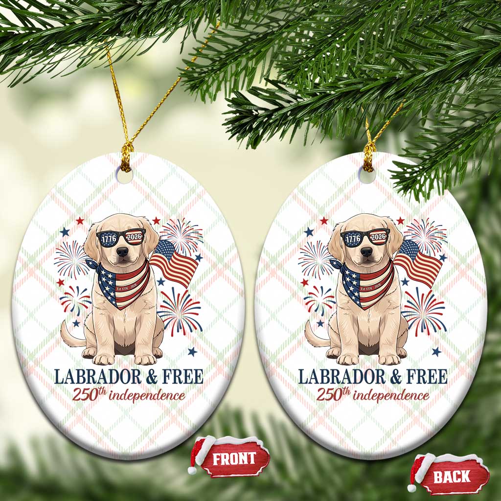 250th America Anniversary Ceramic Ornament Labrador Retriever American Flag 4th of July