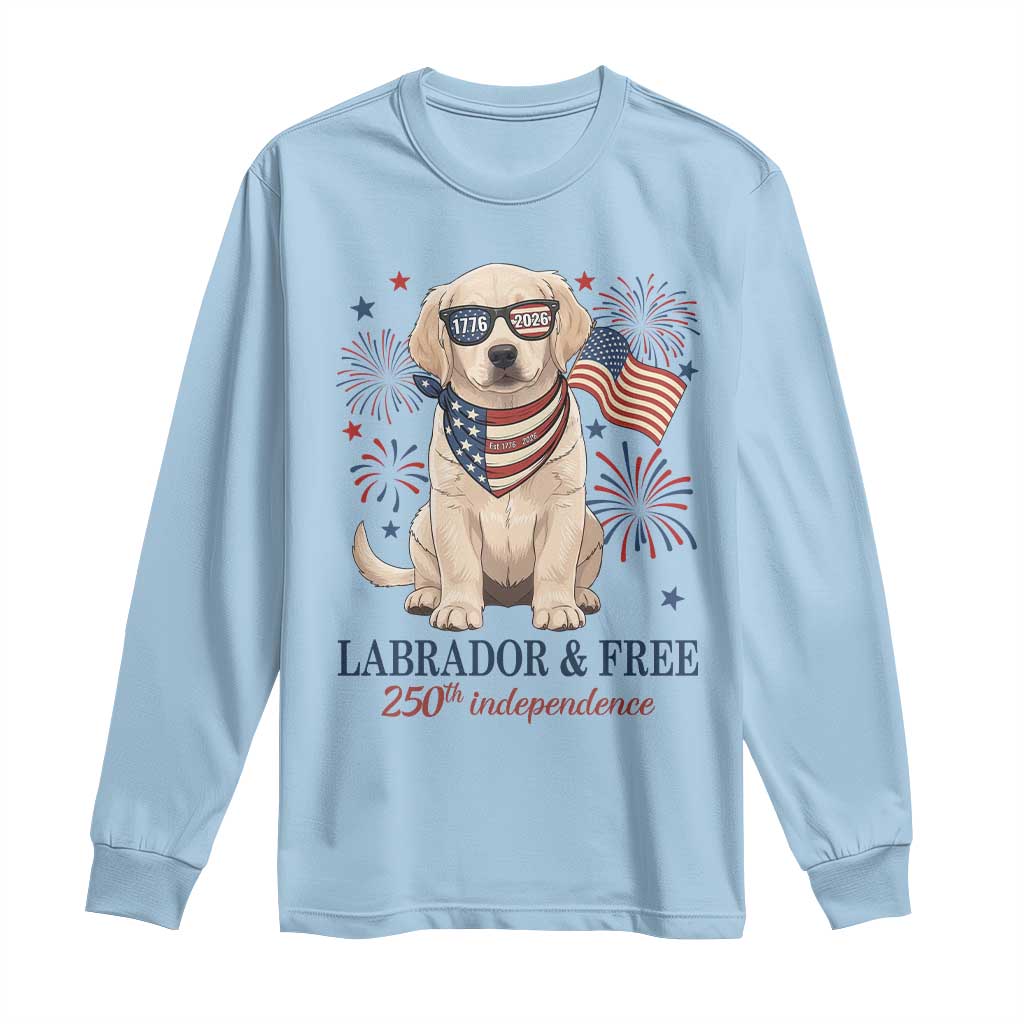 250th America Anniversary Long Sleeve Shirt Labrador Retriever American Flag 4th of July