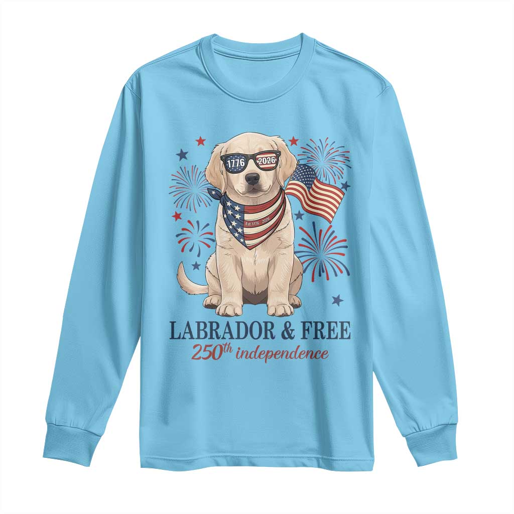 250th America Anniversary Long Sleeve Shirt Labrador Retriever American Flag 4th of July