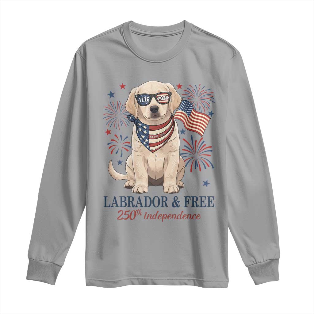 250th America Anniversary Long Sleeve Shirt Labrador Retriever American Flag 4th of July