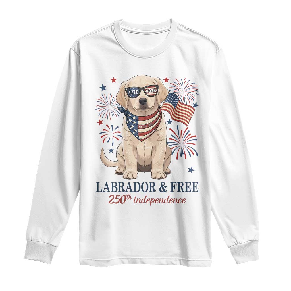 250th America Anniversary Long Sleeve Shirt Labrador Retriever American Flag 4th of July