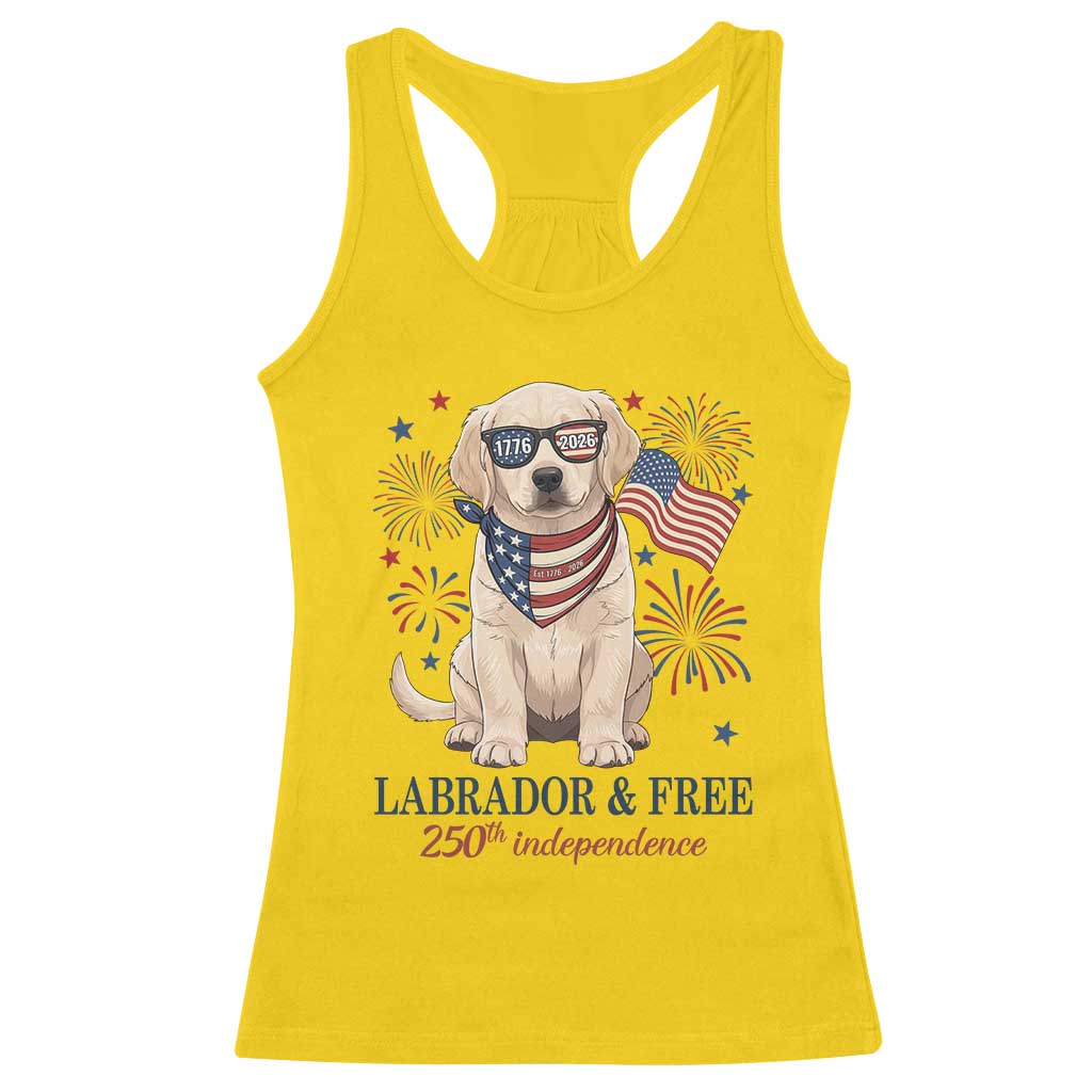 250th America Anniversary Racerback Tank Top Labrador Retriever American Flag 4th of July