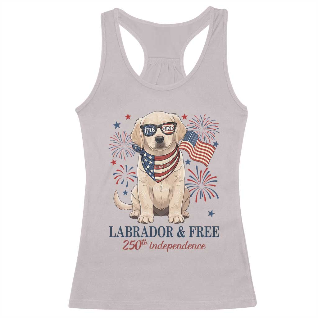 250th America Anniversary Racerback Tank Top Labrador Retriever American Flag 4th of July