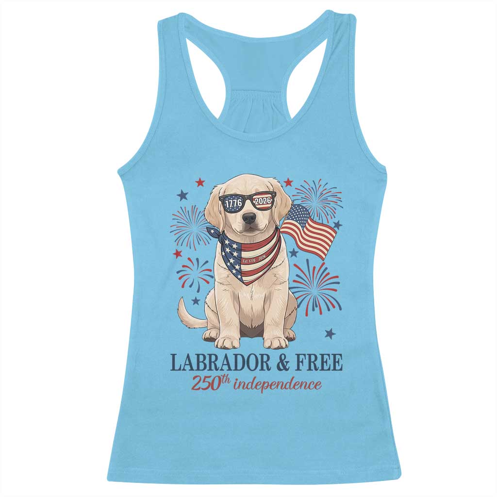250th America Anniversary Racerback Tank Top Labrador Retriever American Flag 4th of July