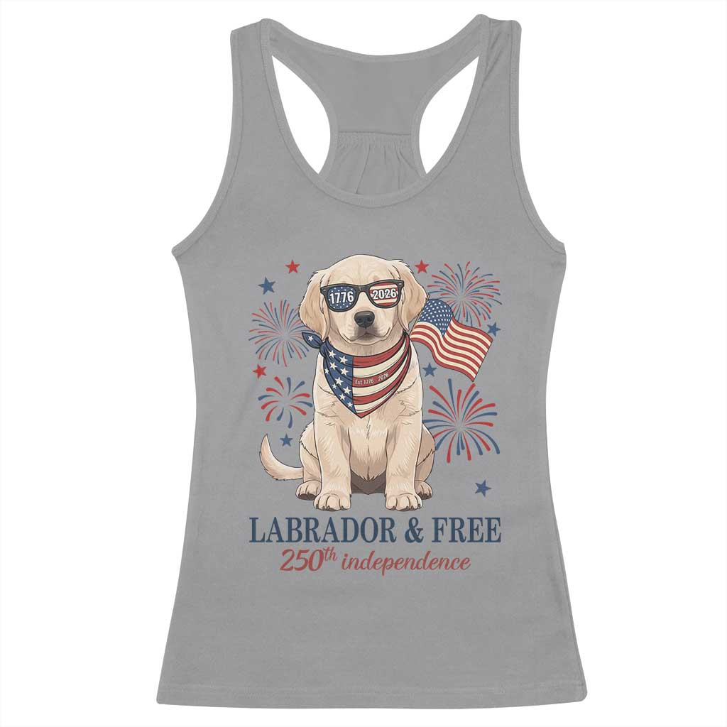 250th America Anniversary Racerback Tank Top Labrador Retriever American Flag 4th of July