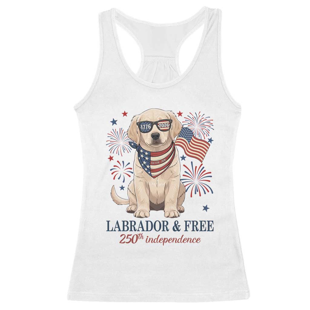 250th America Anniversary Racerback Tank Top Labrador Retriever American Flag 4th of July