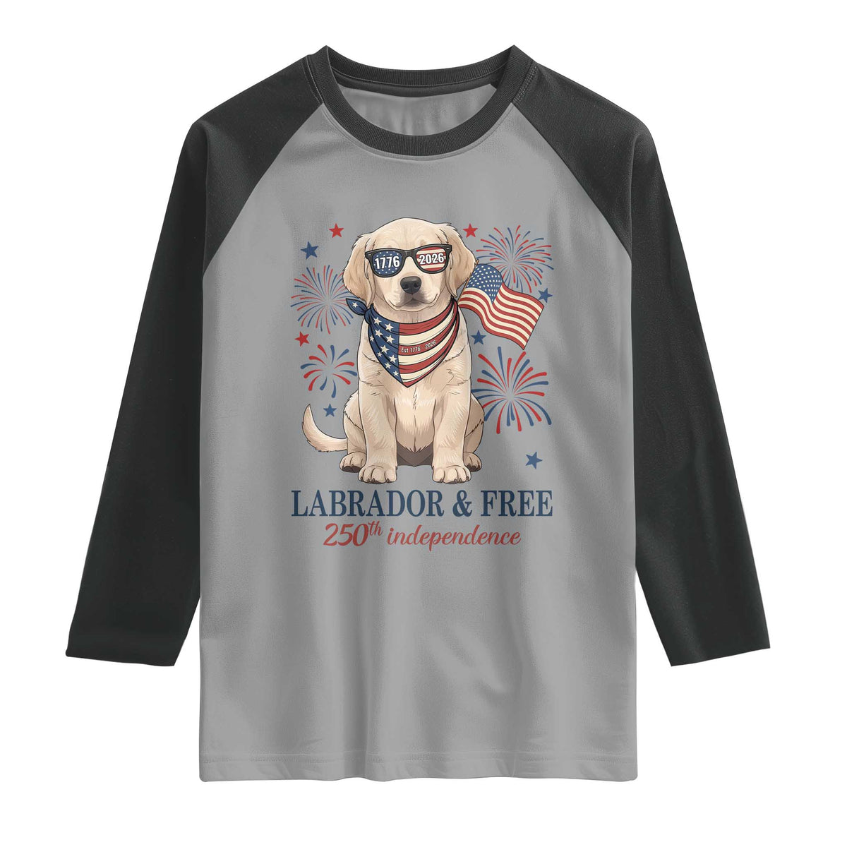 250th America Anniversary Raglan Shirt Labrador Retriever American Flag 4th of July