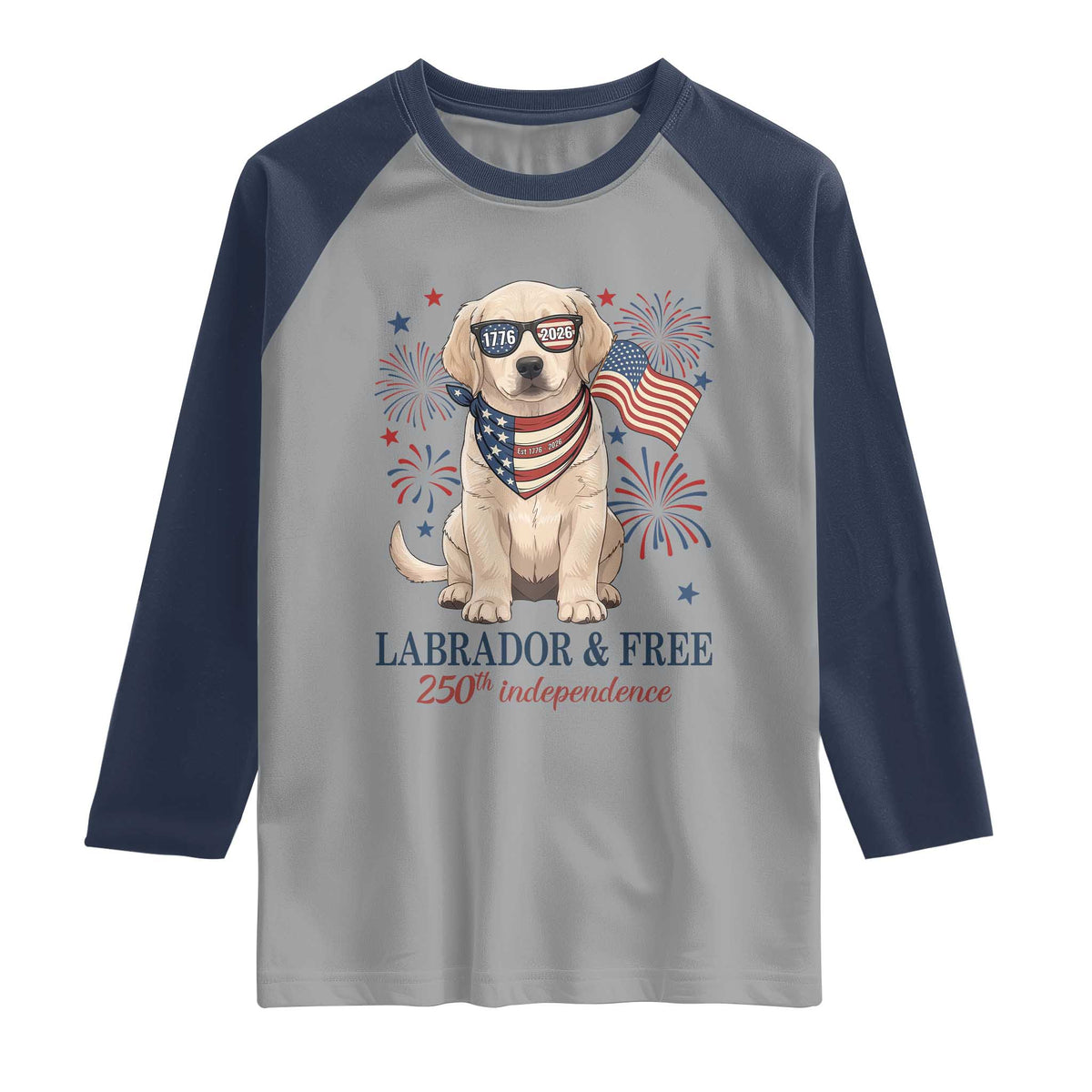 250th America Anniversary Raglan Shirt Labrador Retriever American Flag 4th of July