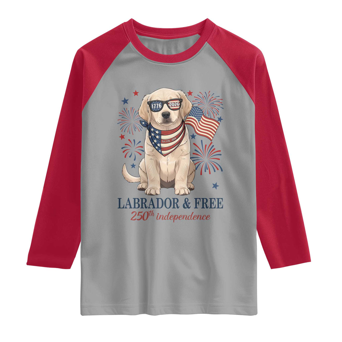 250th America Anniversary Raglan Shirt Labrador Retriever American Flag 4th of July