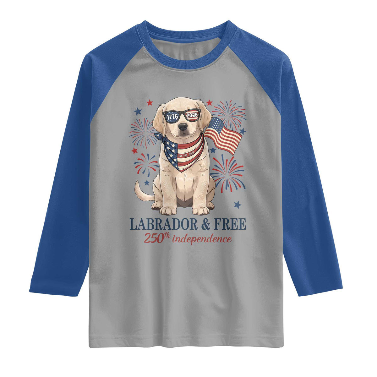 250th America Anniversary Raglan Shirt Labrador Retriever American Flag 4th of July