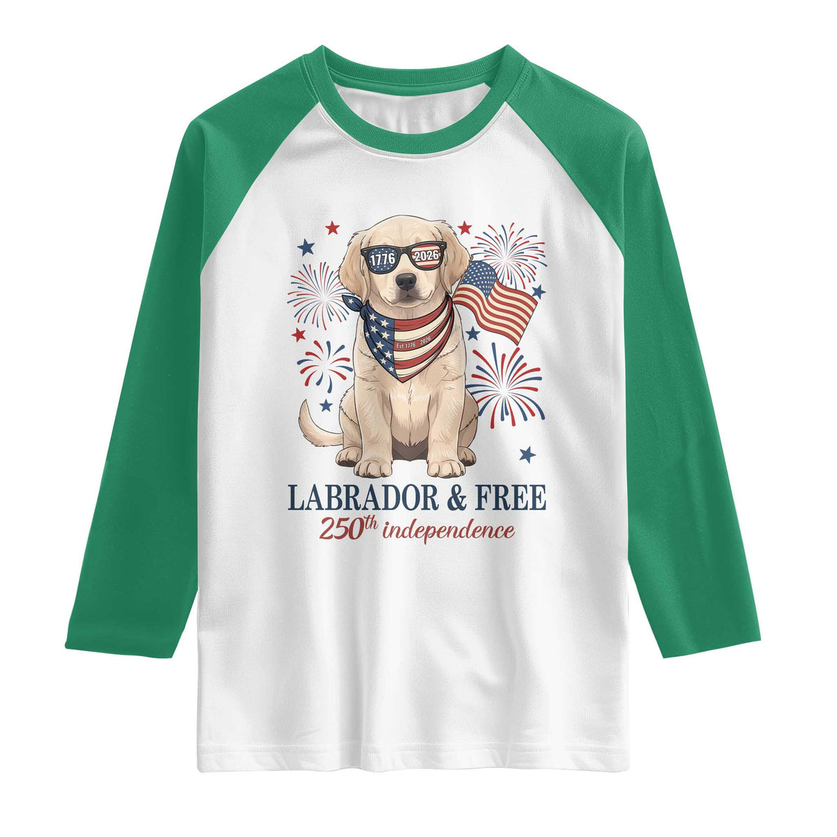 250th America Anniversary Raglan Shirt Labrador Retriever American Flag 4th of July