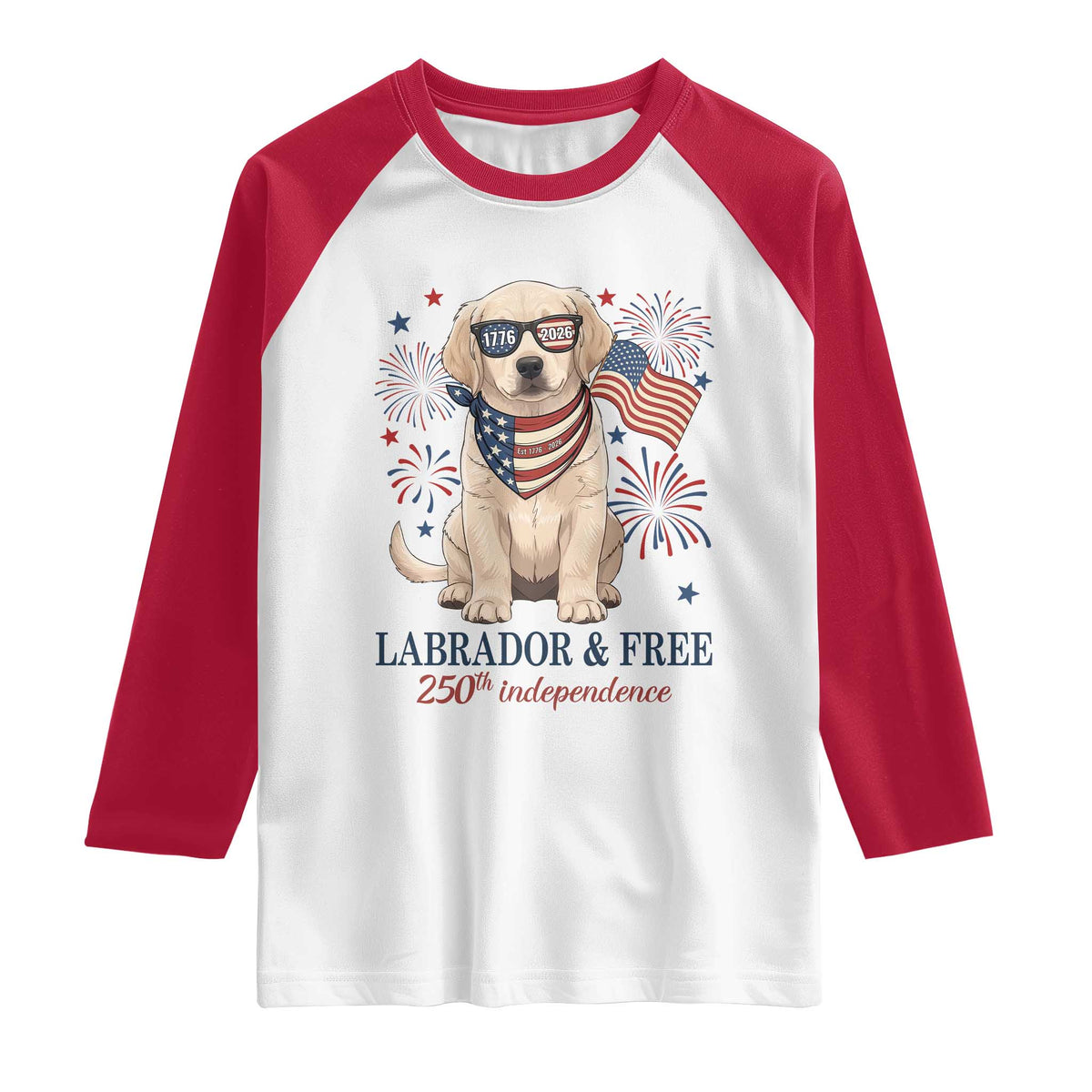 250th America Anniversary Raglan Shirt Labrador Retriever American Flag 4th of July