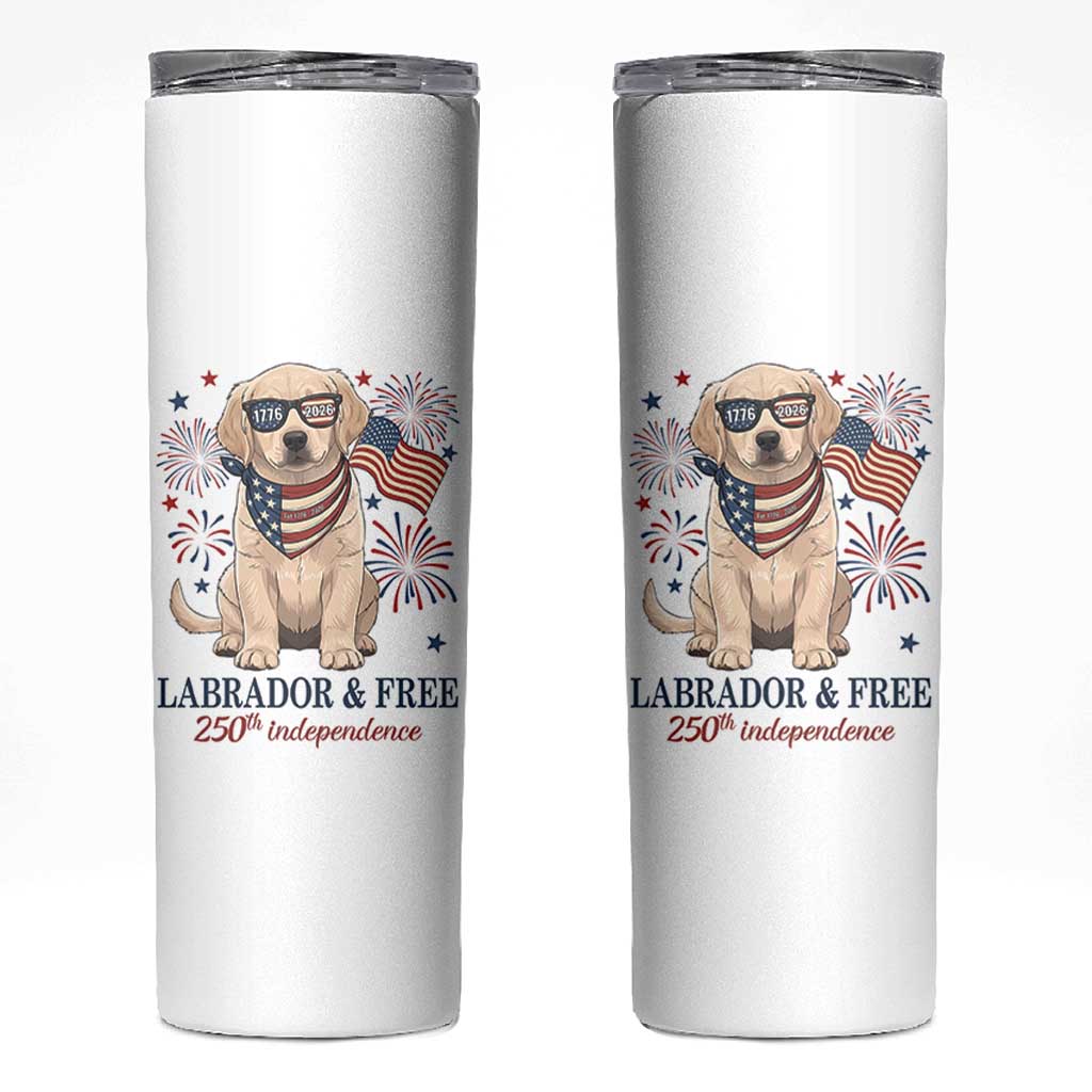 250th America Anniversary Skinny Tumbler Labrador Retriever American Flag 4th of July