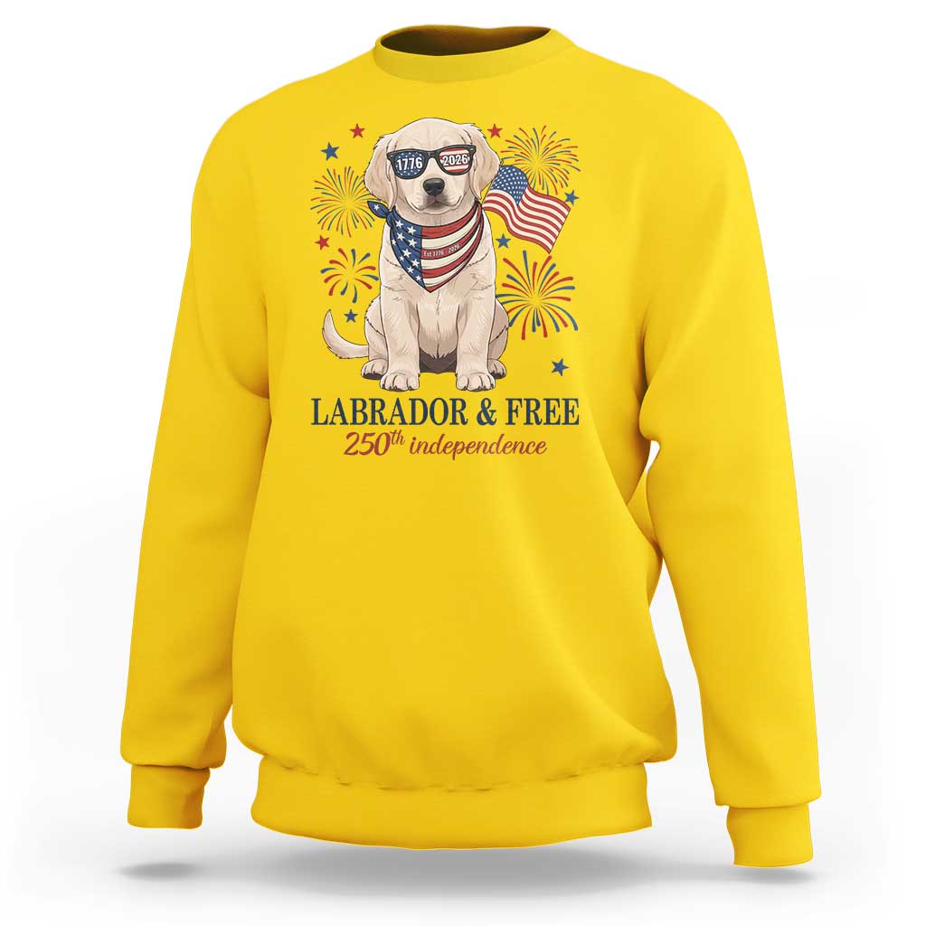 250th America Anniversary Sweatshirt Labrador Retriever American Flag 4th of July