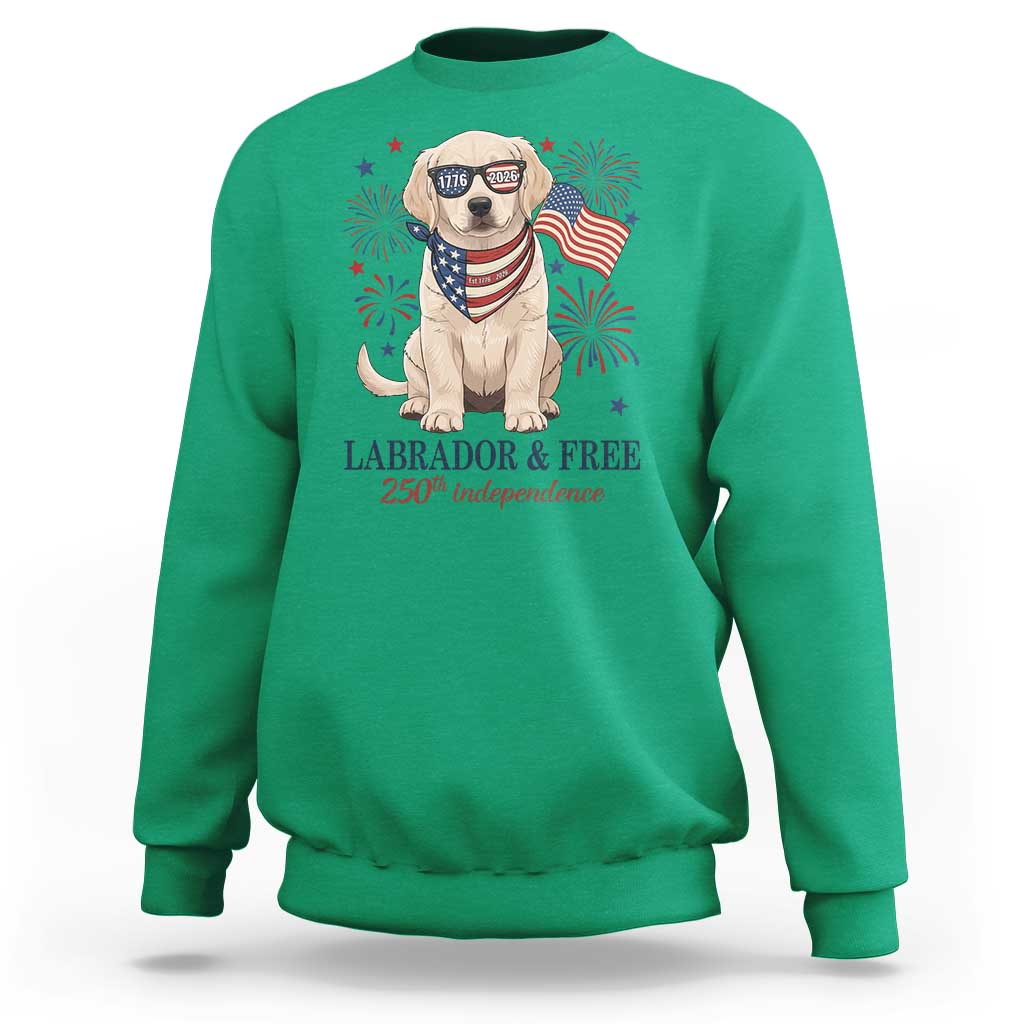 250th America Anniversary Sweatshirt Labrador Retriever American Flag 4th of July