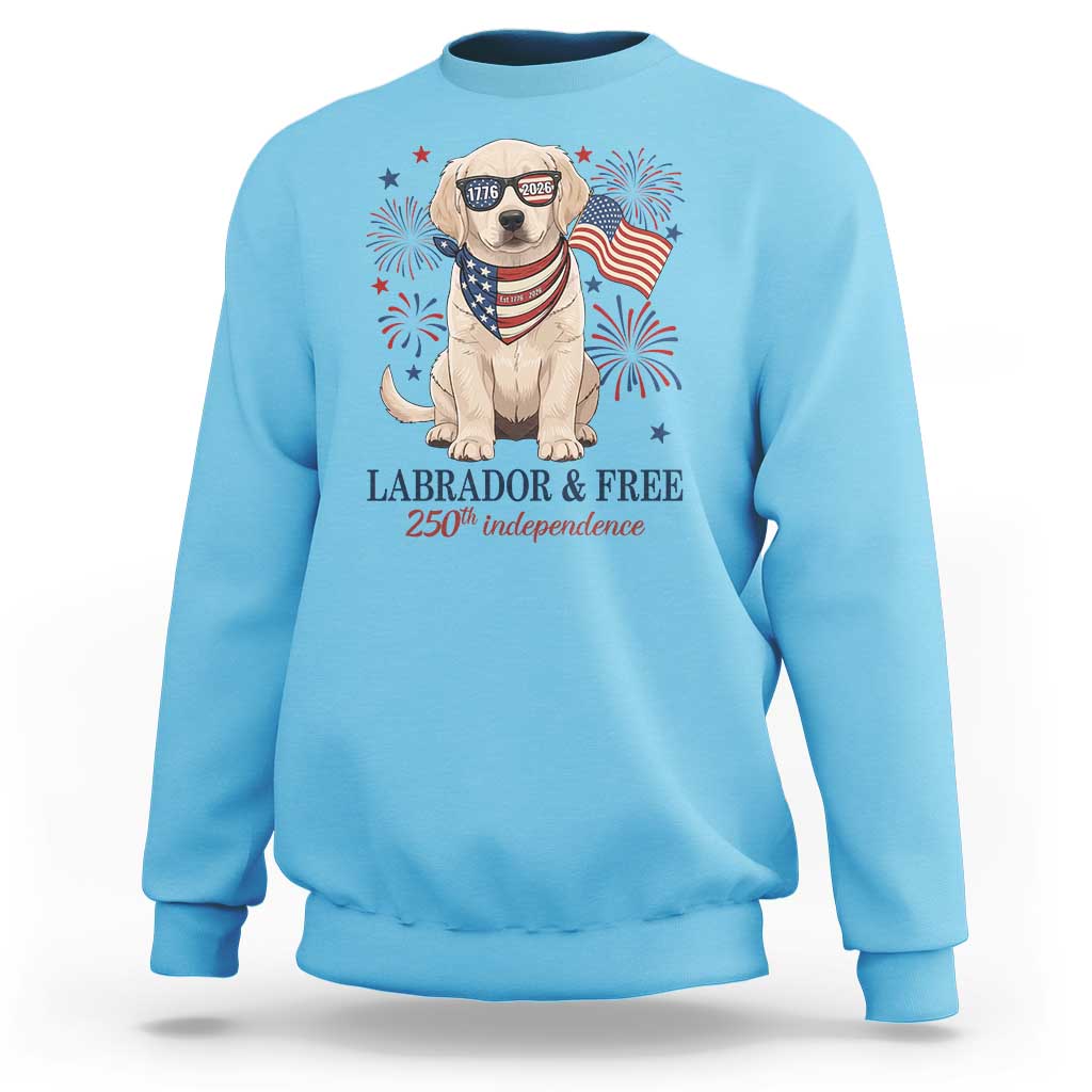 250th America Anniversary Sweatshirt Labrador Retriever American Flag 4th of July