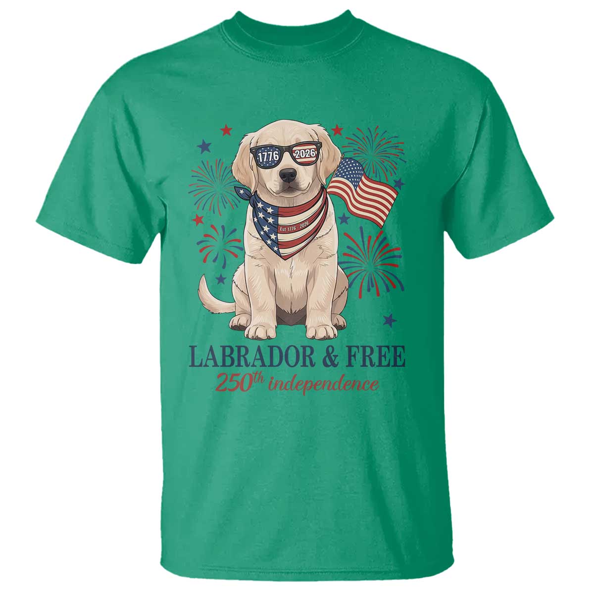 250th America Anniversary T Shirt Labrador Retriever American Flag 4th of July