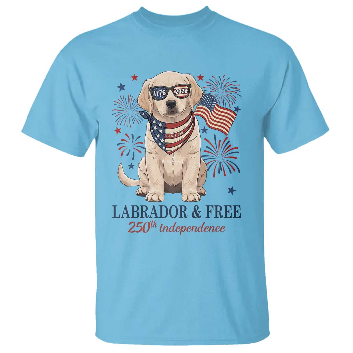 250th America Anniversary T Shirt Labrador Retriever American Flag 4th of July