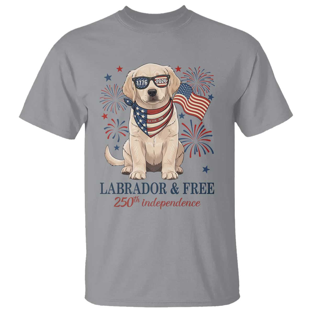 250th America Anniversary T Shirt Labrador Retriever American Flag 4th of July