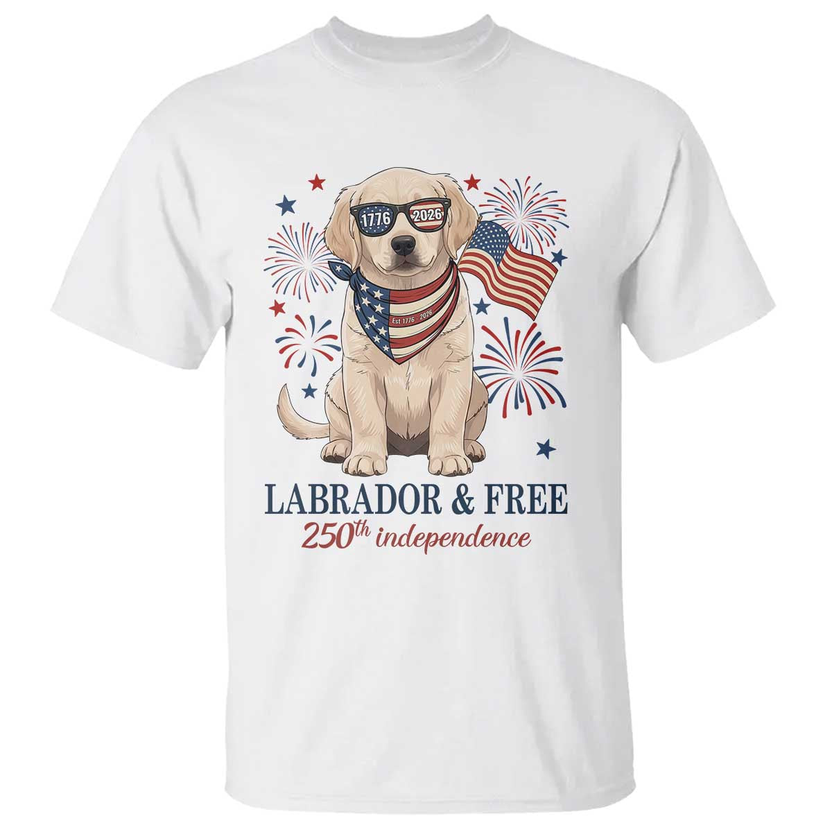 250th America Anniversary T Shirt Labrador Retriever American Flag 4th of July