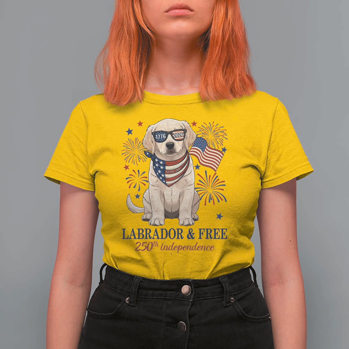 250th America Anniversary T Shirt For Women Labrador Retriever American Flag 4th of July