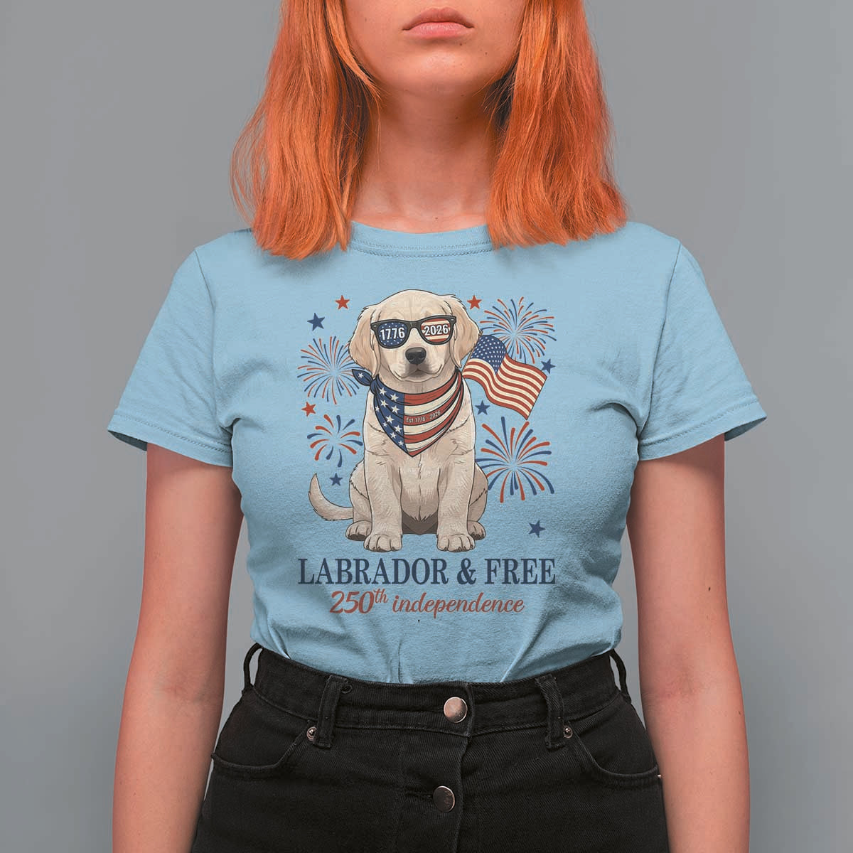 250th America Anniversary T Shirt For Women Labrador Retriever American Flag 4th of July