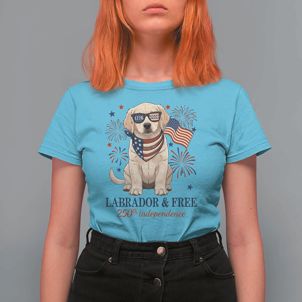 250th America Anniversary T Shirt For Women Labrador Retriever American Flag 4th of July